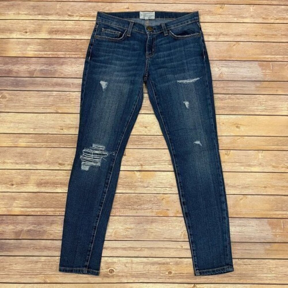 Current Elliott Easy Stiletto Skinny Jeans Love Destroy Distressed